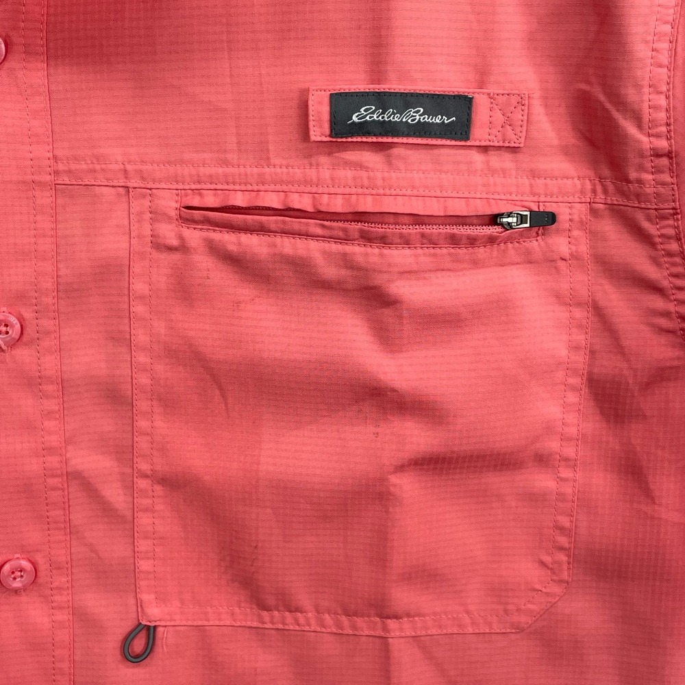 Eddie Bauer Fishing Shirt Men XXL Coral Pink Ripstop Vented Hiking Gorpcore Camp - Picture 3 of 10